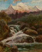 Август Лор. Mexican Mountain Landscape with a Waterfall in front of the Iztaccíhuatl