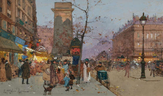 Abendlich beleuchteter Boulevard an der Porte Saint Denis in Paris - Foto 1