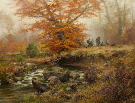 Hunting Party at the Campfire in a Autumn Forest - photo 1