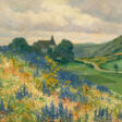 The Weinfeld Church in front of a Slope with Flowering Blue Lupins - Auction prices