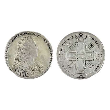 Silver ruble of Peter II in 1729. Silver Baroque Early 18th century - photo 1