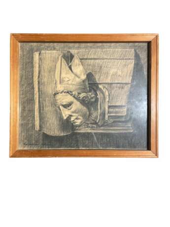 Ecole europ&eacute;enne (XX) - Portrait de la Sainte Drawing realism 20th century - photo 3