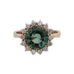 Ring mit feinem grünen Turmalin, rund fac., ca. 3,4 ct,