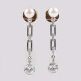 ''Paar antiker Ohrhänger mit Perlen und Altschliffdiamanten'' - Foto 1