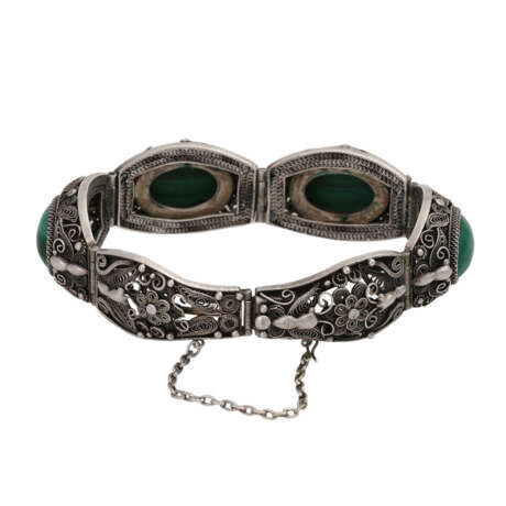 Schmuckset Ring und Armband mit Malachitcabochons, - Foto 3