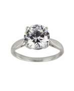 Produktkatalog. Bague en metal blanc avec pierre Swarovski blanche.