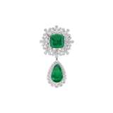 BULGARI EMERALD AND DIAMOND PENDENT BROOCH - фото 1