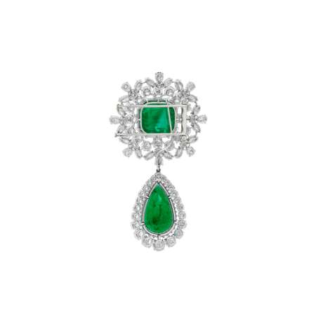 BULGARI EMERALD AND DIAMOND PENDENT BROOCH - фото 4