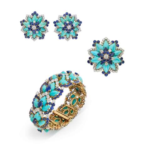 BULGARI SUITE OF TURQUOISE, SAPPHIRE AND DIAMOND JEWELLERY - photo 1
