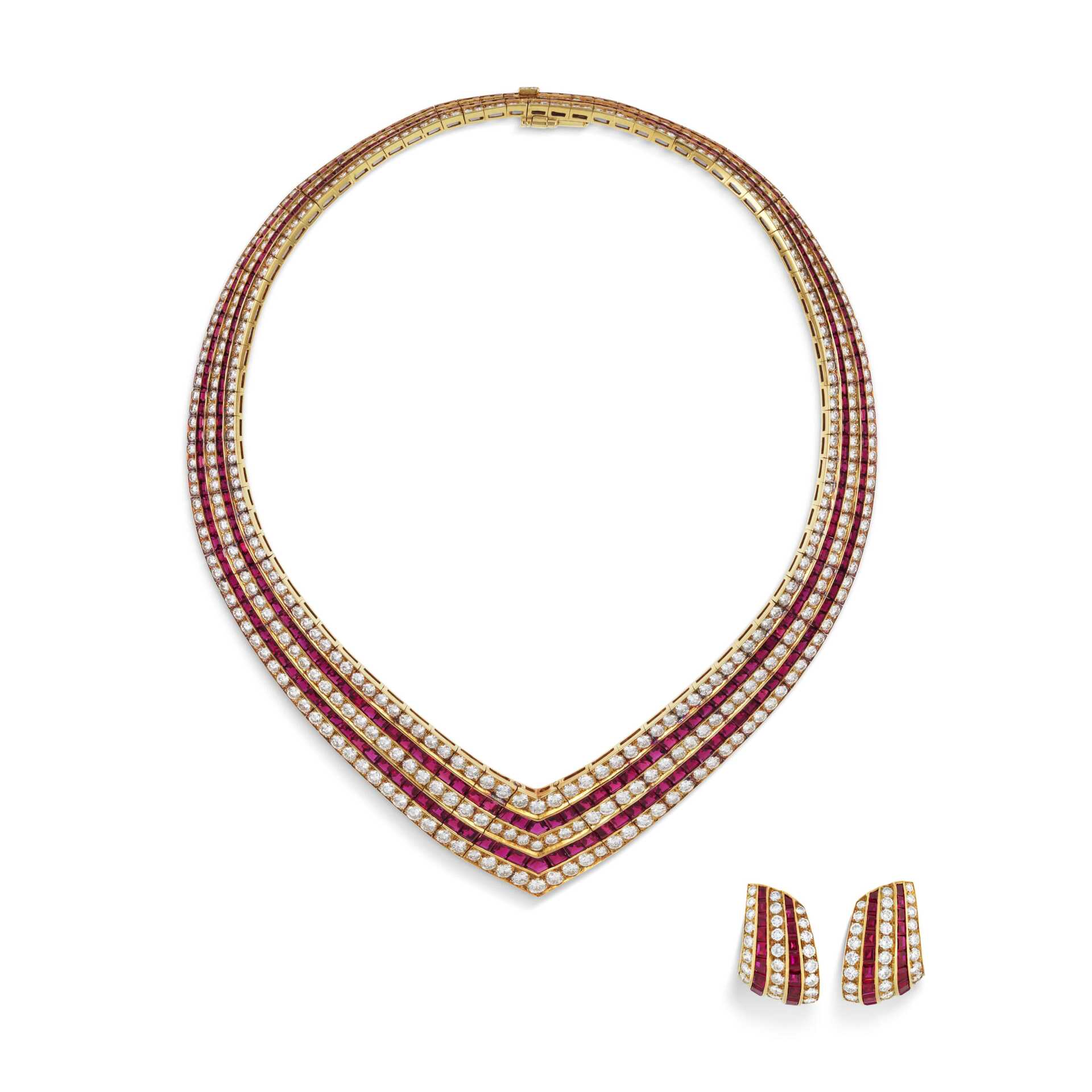 VAN CLEEF &amp; ARPELS SET OF RUBY AND DIAMOND JEWELLERY