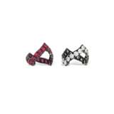 JAR PAIR OF RUBY AND DIAMOND `V-SHAPED` RINGS - фото 3