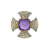 JAR AMETHYST, GREEN BERYL AND DIAMOND `CROSS` PENDANT - Foto 3