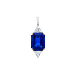 RARE PEDERZANI SAPPHIRE AND DIAMOND PENDANT