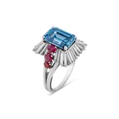 EXCEPTIONAL COLOURED DIAMOND, DIAMOND AND RUBY BALLERINA RING, MOUNTED BY BOUCHERON