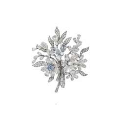 EXCEPTIONAL BULGARI COLOURED DIAMOND AND DIAMOND &#39;EN TREMBLANT&#39; BROOCH