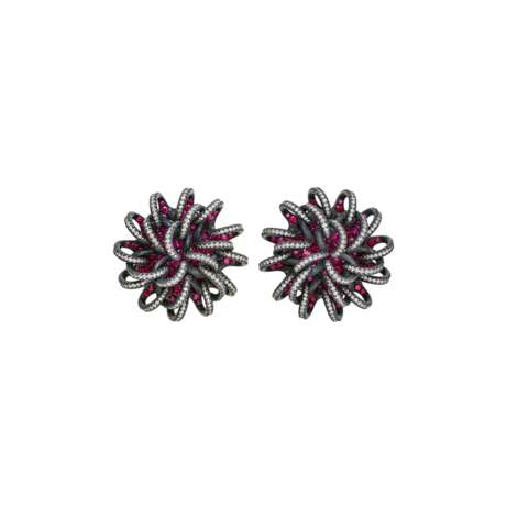 JAR RUBY AND DIAMOND `SPIRALING THREAD` EARRINGS - photo 1