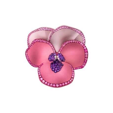 JAR SPINEL, AMETHYST AND DIAMOND `PANSY` BROOCH - photo 1