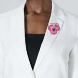 JAR SPINEL, AMETHYST AND DIAMOND `PANSY` BROOCH - photo 2