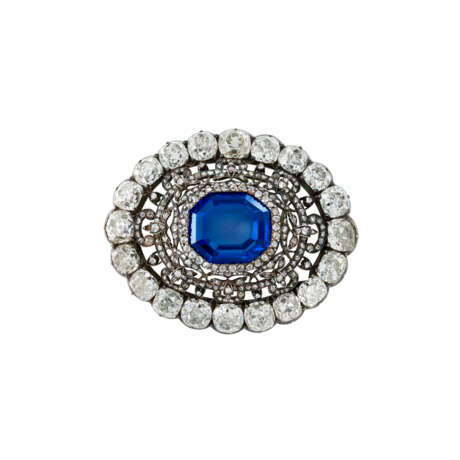 ANTIQUE SAPPHIRE AND DIAMOND BROOCH - photo 1