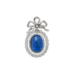 BELLE &#201;POQUE SAPPHIRE AND DIAMOND BROOCH / PENDANT