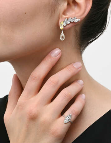 JAR COLOURED NATURAL PEARL, DIAMOND AND COLOURED DIAMOND EARCLIPS - фото 2