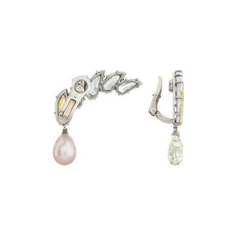 JAR COLOURED NATURAL PEARL, DIAMOND AND COLOURED DIAMOND EARCLIPS - фото 3