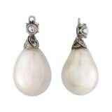 PAIR OF NATURAL PEARL AND DIAMOND PENDANTS - photo 2