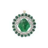 EMERALD AND DIAMOND EGYPTIAN STYLE PENDANT/BROOCH - photo 1