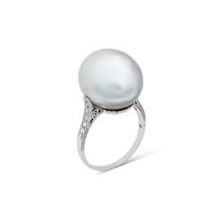 EARLY 20TH CENTURY NATURAL PEARL AND DIAMOND RING