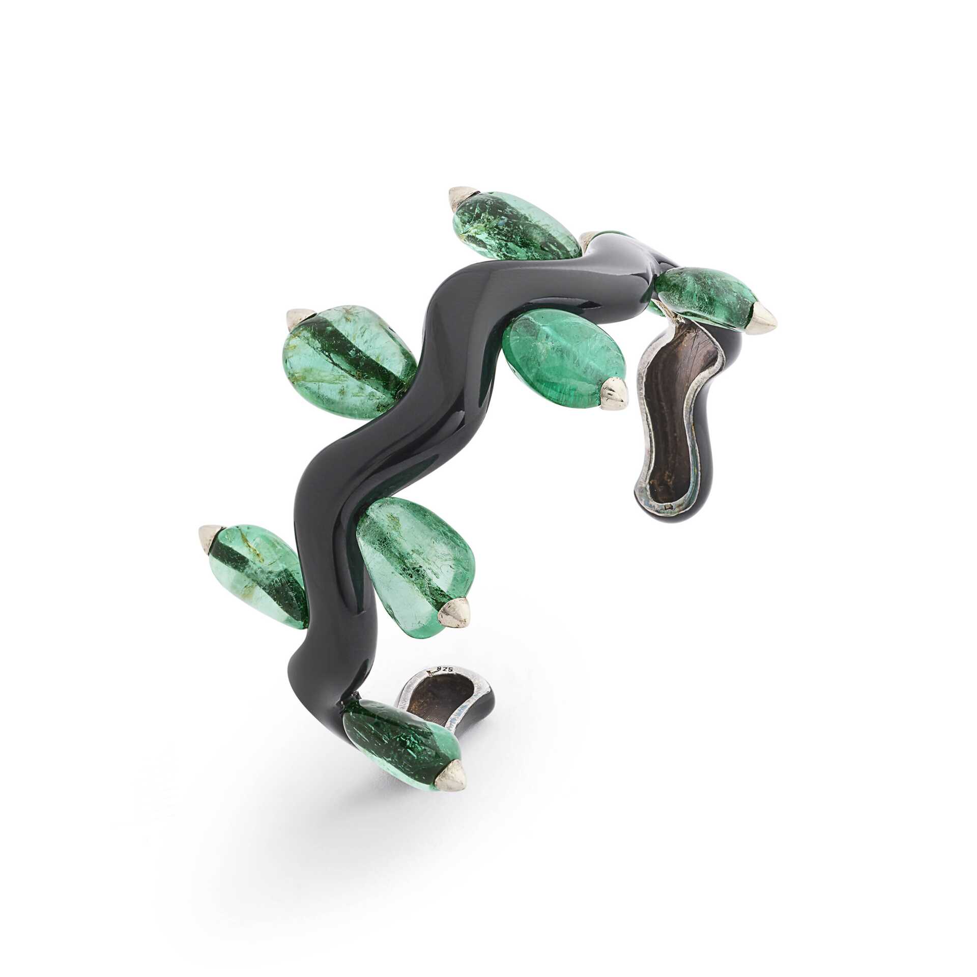 SUZANNE BELPERRON EMERALD AND ENAMEL &#39;VAGUE&#39; BANGLE