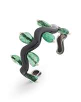 SUZANNE BELPERRON EMERALD AND ENAMEL 'VAGUE' BANGLE