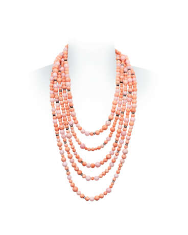 JAR CORAL, PINK OPAL AND DIAMOND SAUTOIR - photo 3