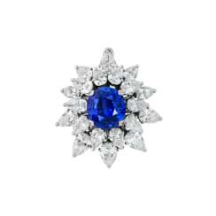 SAPPHIRE AND DIAMOND BROOCH / PENDANT