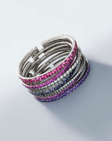 JAR DIAMOND, COLOURED SAPPHIRE AND SPINEL `SEMAINIER` BRACELET - Foto 3