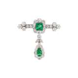 LATE 19TH CENTURY EMERALD AND DIAMOND BROOCH/PENDANT - photo 1
