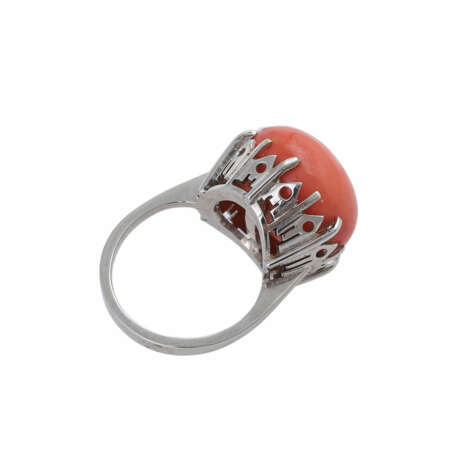 Ring mit runder Koralle in Boutonform, ca. 16,5 mm, - photo 3