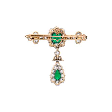 LATE 19TH CENTURY EMERALD AND DIAMOND BROOCH/PENDANT - photo 3