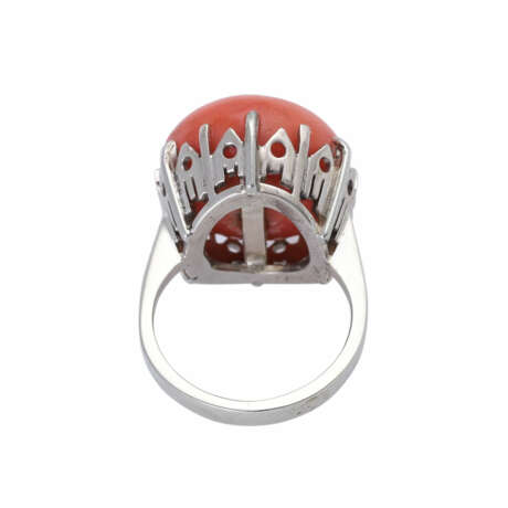 Ring mit runder Koralle in Boutonform, ca. 16,5 mm, - Foto 4