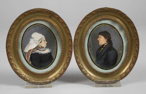 Paar Miniaturen Biedermeier - Foto 1