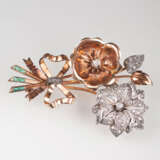''Vintage Diamant-Smaragd-Brosche 'Blütenbouquet''' - photo 1