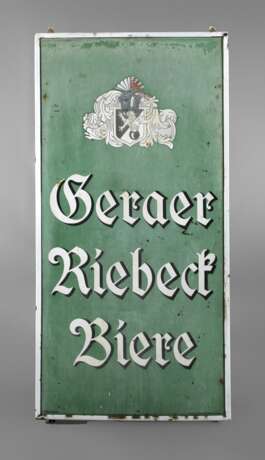 Emailleschild Geraer Riebeck Biere - Foto 1