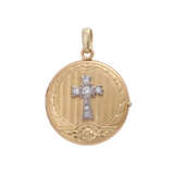 Medaillon mit brillantbes. Kreuz, zusammen ca. 0,08 ct, - фото 1