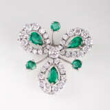 ''Vintage Smaragd-Brillant-Brosche in Kleeblattform'' - photo 1