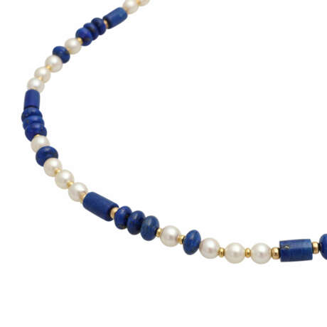 Kette mit Akoyaperlen und Lapislazuli, - фото 4