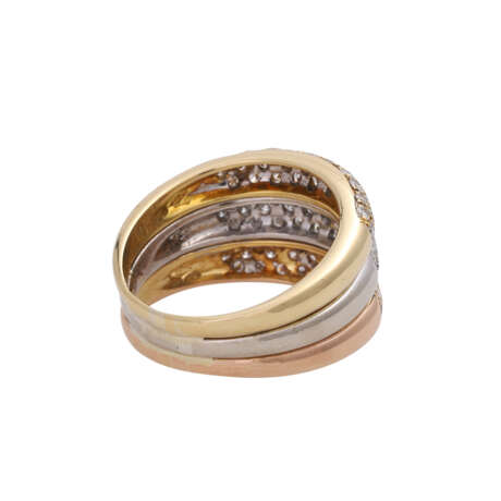 Ring tricolor, bes.mit 93 Diamanten, zusammen ca. 1,4 ct, - photo 3