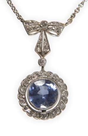 Art déco-Collier mit Saphir und Diamanten - photo 1