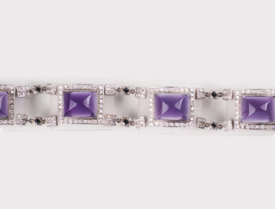 ''Exquisites Amethyst-Brillant-Armband mit Bergkristall-Besatz'' - photo 1