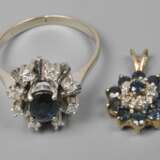 Zwei Schmuckstücke mit Saphiren und Diamanten - photo 1