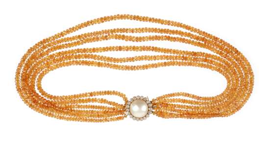 Collier mit Brillanten und Mandarin-Granat - Foto 1