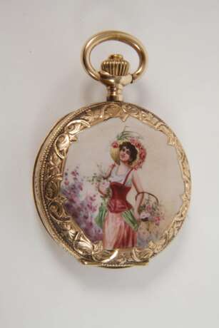 Jugendstil-Hängeuhr Emaille - photo 2